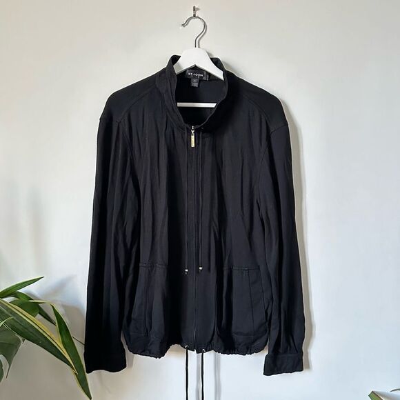 St. John Full Zip Lounge Sweatshirt Top in Black Size M - Picture 1 of 6